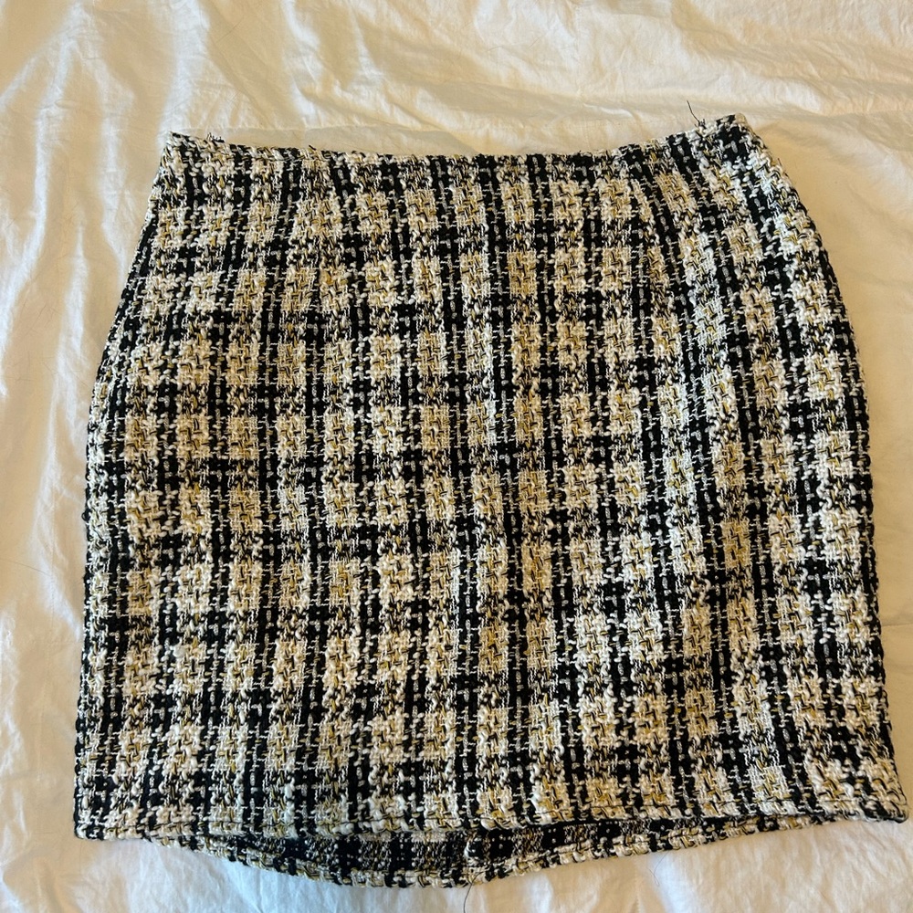 Windsor Black Yellow and Cream Tweed Mini Skirt